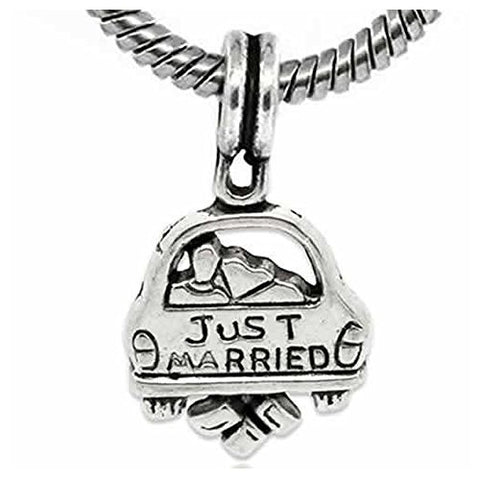 Just Married Dangle European Bead Compatible for Most European Snake Chain Charm Bracelet - Sexy Sparkles Fashion Jewelry - 1
