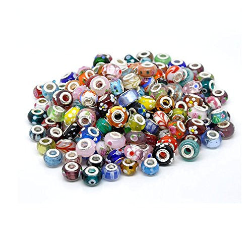 Ten (10) Assorted Lot Murano Glass European Mix Beads Compatible with Pandora, Chamilia, Troll, Biagi (Style May Differ From Picture Due to Different Shipments As This Ia an Assorted Package) Murano Glass Beads