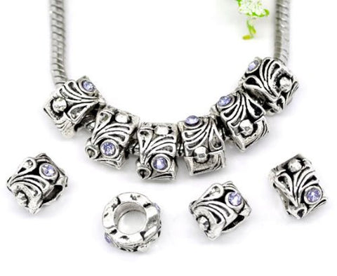 Opal  Rhinestone Flower Bead Charm, For Snake Chain Charm Bracelet - Sexy Sparkles Fashion Jewelry - 3