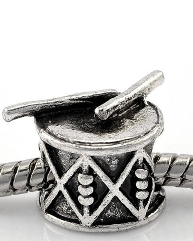 Drum with Drum Sticks Musical Instruments Charm European Bead Compatible for Most European Snake Chain Bracelet - Sexy Sparkles Fashion Jewelry - 1