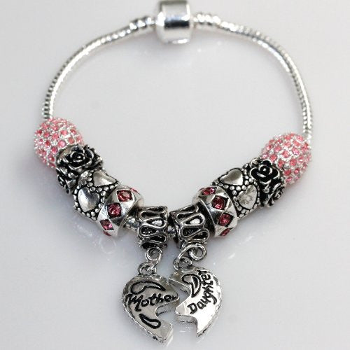 9.0" Mother Daughter Charm Bracelet Pandora Style