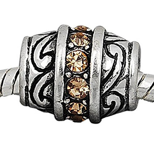 Beautiful Light Topaz  Crystals on European Bead Compatible for Most European Snake Chain Charm Bracelet