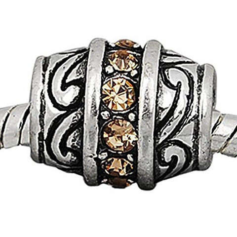 Beautiful Light Topaz  Crystals on European Bead Compatible for Most European Snake Chain Charm Bracelet - Sexy Sparkles Fashion Jewelry - 1