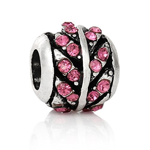 Pink Crystal European Bead Compatible for Most European Snake Chain Bracelet - Sexy Sparkles Fashion Jewelry - 1