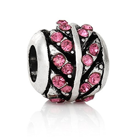 Pink Crystal European Bead Compatible for Most European Snake Chain Bracelet - Sexy Sparkles Fashion Jewelry - 1