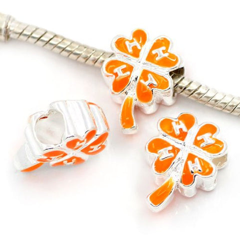 4 Leaf Clover Orange Charm Beads For Snake Chain Charm Bracelet - Sexy Sparkles Fashion Jewelry - 2
