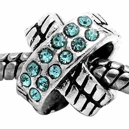 X Design W/december Blue Birthstone  Crystals Charm European Bead Compatible for Most European Snake Chain Bracelet - Sexy Sparkles Fashion Jewelry - 1