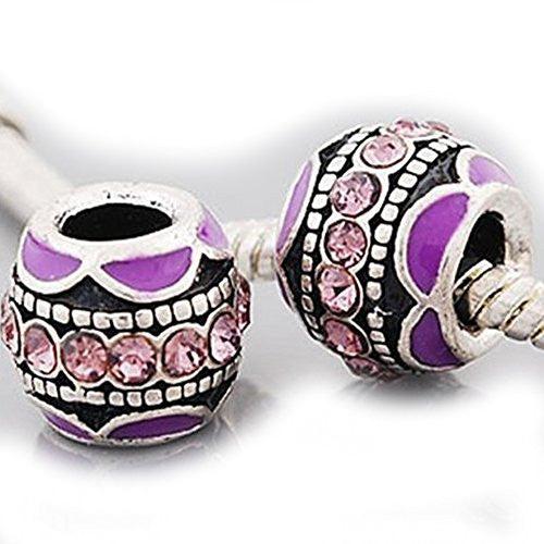 Purple  Rhinestone European Bead Compatible for Most European Snake Chain Charm Bracelet - Sexy Sparkles Fashion Jewelry