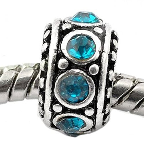 Birthstone Spacer Bead Charm (December Blue Zircon) - Sexy Sparkles Fashion Jewelry - 1