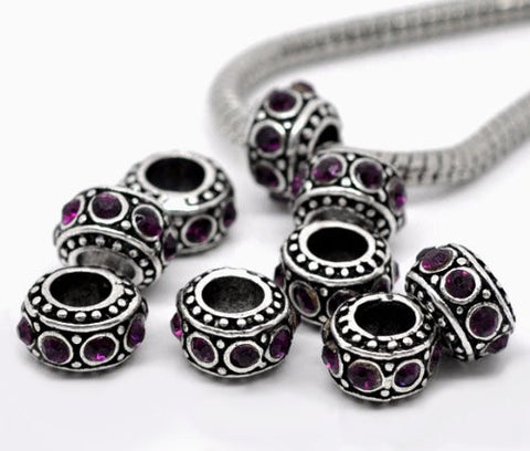 Purple Birthstone Spacer Bead Charm for european snake chain charm Bracelet - Sexy Sparkles Fashion Jewelry - 2