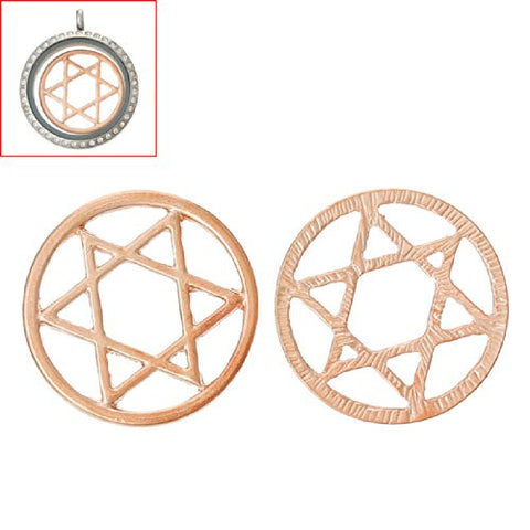 Star of David Rose Gold Tone Floating Charms Dish Plate for Glass Locket Pendants and Floating - Sexy Sparkles Fashion Jewelry - 3