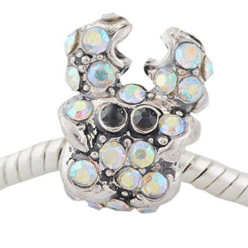 Crab with Crystals Spacer Bead For Snake Chain Bracelet (Irredescent) - Sexy Sparkles Fashion Jewelry