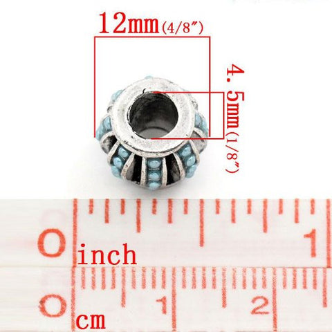 European Bead Silver Tone Spacer for Snake Chain Charm Bracelet (Light Blue) - Sexy Sparkles Fashion Jewelry - 2