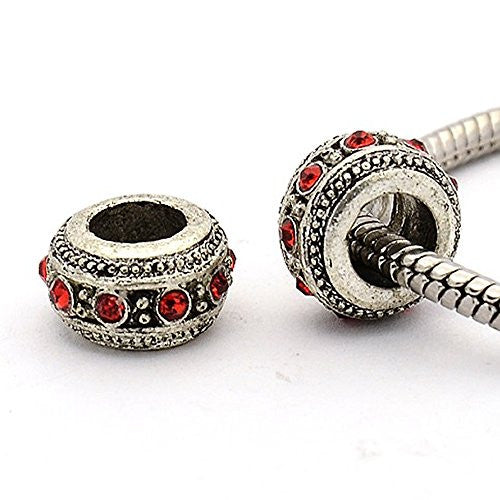 Red  Crystal Spacer Bead European Bead Compatible for Most European Snake Chain Charm Bracelet