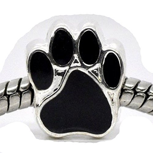 Black Enamel Paws from for European Snake Chain Bracelet