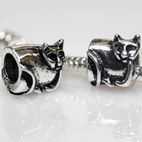 Cat Sitting Charm European Bead Compatible for Most European Snake Chain Bracelet - Sexy Sparkles Fashion Jewelry - 1