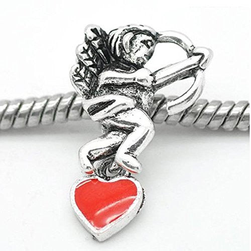 Cupid W/heart Charm European Bead Compatible for Most European Snake Chain Bracelet - Sexy Sparkles Fashion Jewelry - 1