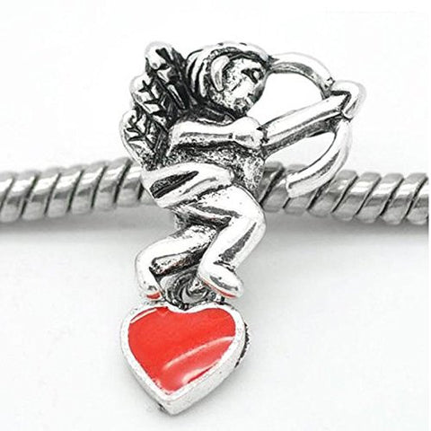 Cupid W/heart Charm European Bead Compatible for Most European Snake Chain Bracelet - Sexy Sparkles Fashion Jewelry - 1