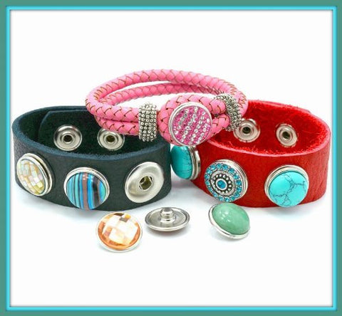 Starter Interchangeable Snap Leather Bracelet and Chunk Charm - Sexy Sparkles Fashion Jewelry - 5