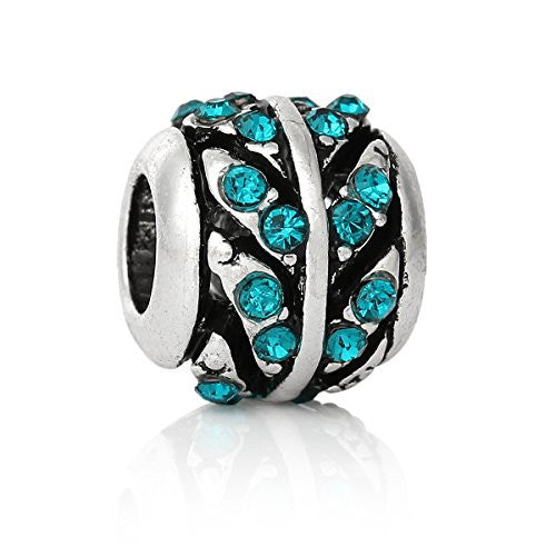Blue Crystal European Bead Compatible for Most European Snake Chain Bracelet - Sexy Sparkles Fashion Jewelry - 1