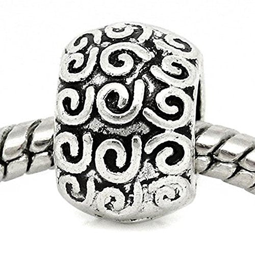 Swirl Pattern Carved on European Bead Compatible for Most European Snake Chain Charm Bracelet - Sexy Sparkles Fashion Jewelry - 1