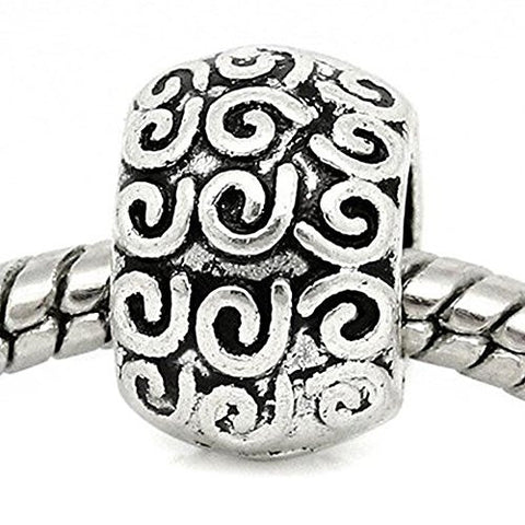 Swirl Pattern Carved on European Bead Compatible for Most European Snake Chain Charm Bracelet - Sexy Sparkles Fashion Jewelry - 1