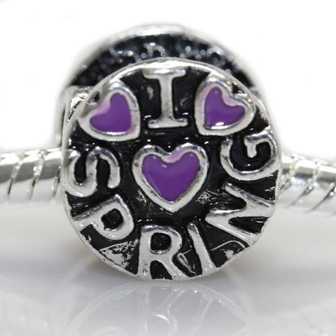 I Love Spring with Purple Heart Charm for snake charm Bracelet - Sexy Sparkles Fashion Jewelry - 3