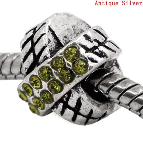 X Design W/august Peridot Light Green Birthstone  Crystals European Bead Compatible for Most European Snake Chain Charm Bracelet - Sexy Sparkles Fashion Jewelry - 3