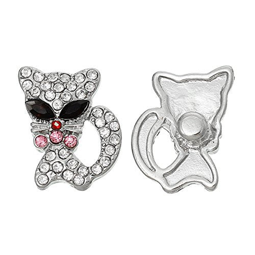 Chunk Snap Jewelry Button Cat Silver Tone Fit Chunk Bracelet Multi Rhinestone - Sexy Sparkles Fashion Jewelry