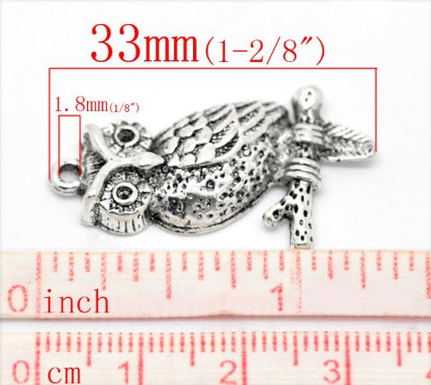 Silver Tone Owl Bracelet Necklace Charm Pendant - Sexy Sparkles Fashion Jewelry - 3