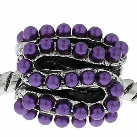 S Pattern Charm Bead with Purple Acrylic Balls For Snake Chain Bracelet - Sexy Sparkles Fashion Jewelry - 4