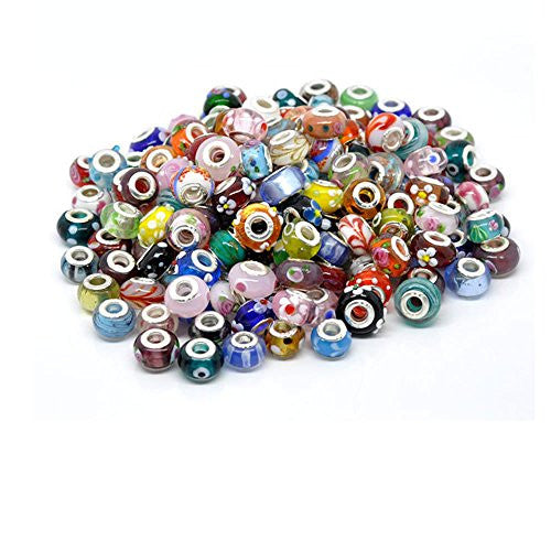10 of Mix Murano Glass Beads for snake Chain charm Bracelet