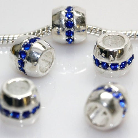 Blue  Created Crystals Rhinestone European Bead Compatible for Most European Snake Chain Bracelet - Sexy Sparkles Fashion Jewelry - 2