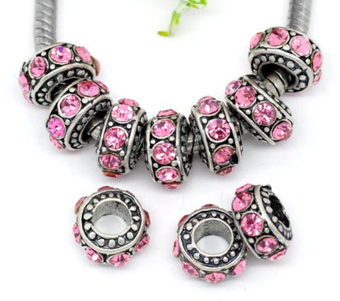 Birthstone Spacer Bead Charm (October Pink) - Sexy Sparkles Fashion Jewelry - 2