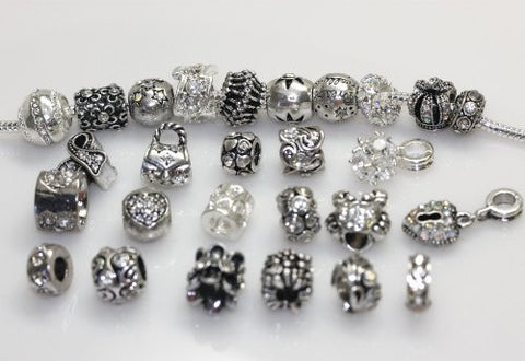 Ten (10) of Assorted Shades of Clear Crystal Rhinestones Beads for Snake Chain Charm Bracelet - Sexy Sparkles Fashion Jewelry - 2