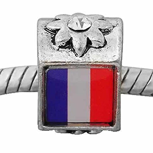 France Flag Charm European Bead Compatible for Most European Snake Chain Bracelet - Sexy Sparkles Fashion Jewelry - 1