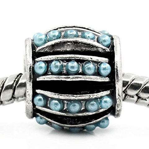 Blue Resin Lantern w/ Dots Bead Spacer For Snake Chain Charm Bracelet - Sexy Sparkles Fashion Jewelry - 1