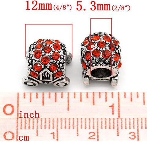Cinderella's Pumpkin Carriage Charm W/crystals Bead For Snake Chain Bracelet - Sexy Sparkles Fashion Jewelry - 3