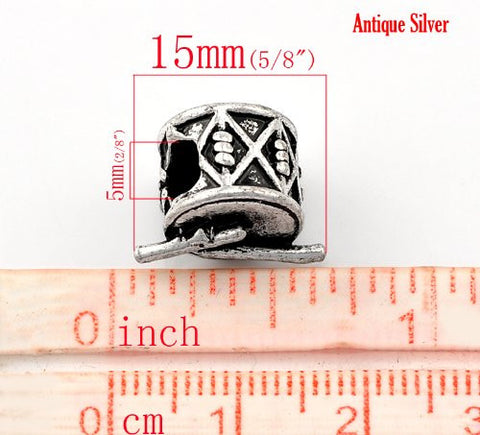 Drum with Drum Sticks Musical Instruments Charm European Bead Compatible for Most European Snake Chain Bracelet - Sexy Sparkles Fashion Jewelry - 3