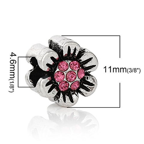 Fuchsia Flower Charm Bead for Most European Snake Chain Bracelet - Sexy Sparkles Fashion Jewelry - 3