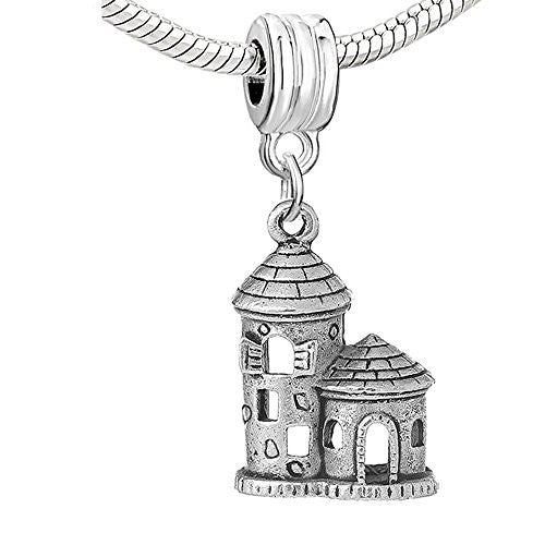 Hollow Fairy Tale Princess Castle Dangle Charm European Bead Compatible for Most European Snake Chain Bracelet