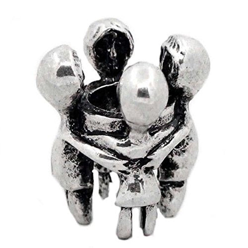 Family Charm Mom,dad and Kids Hugging European Bead Compatible for Most European Snake Chain Bracelet