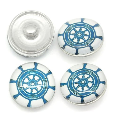 Ship Helm Design Glass Chunk Charm Button Fits Chunk Bracelet - Sexy Sparkles Fashion Jewelry - 3