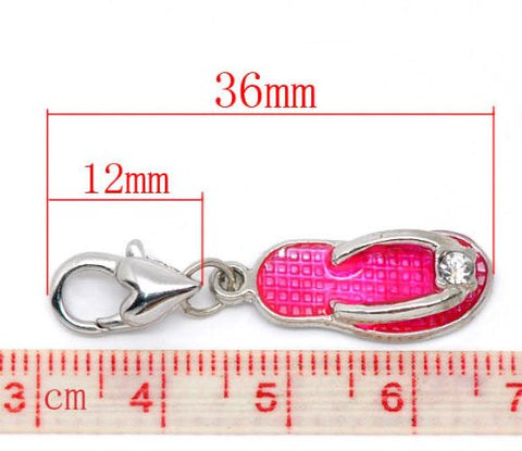 Flip Flop Shoe  Pink Pendant for European Jewelry w/ Lobster Clasp - Sexy Sparkles Fashion Jewelry - 2
