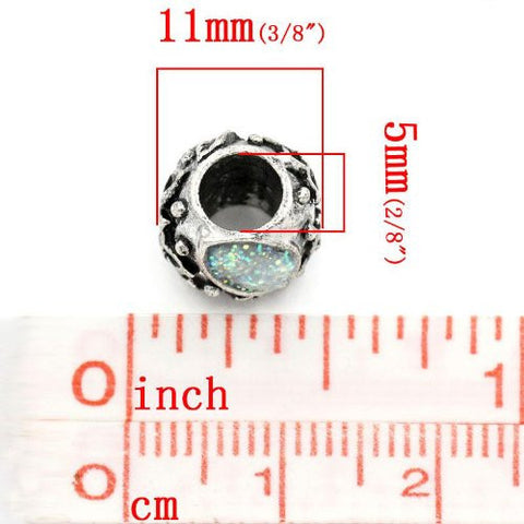 Glitter Inspirational Flower Charm Spacer Bead for Snake Chain Bracelet (Light Blue) - Sexy Sparkles Fashion Jewelry - 2