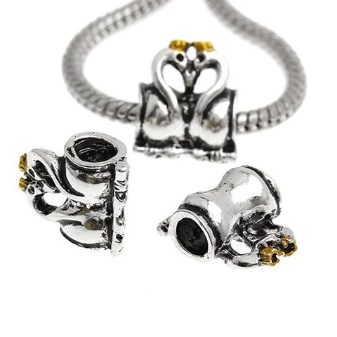 Swans Embrace Charm European Bead Compatible for Most European Snake Chain Bracelet - Sexy Sparkles Fashion Jewelry - 3