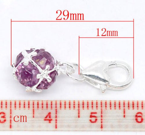February Birthstone Dangle Charm Pendant for European Clip on Charm Jewelry w/ Lobster Clasp - Sexy Sparkles Fashion Jewelry - 2