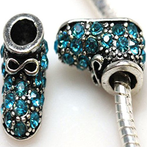 Teal Shoe Spacer European Bead Compatible for Most European Snake Chain Bracelet - Sexy Sparkles Fashion Jewelry - 1