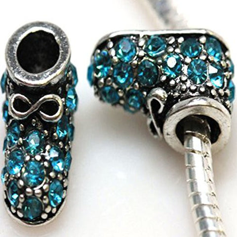 Teal Shoe Spacer European Bead Compatible for Most European Snake Chain Bracelet - Sexy Sparkles Fashion Jewelry - 1