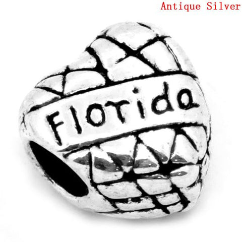 Florida Charm Heart European Bead Compatible for Most European Snake Chain Bracelet - Sexy Sparkles Fashion Jewelry - 2
